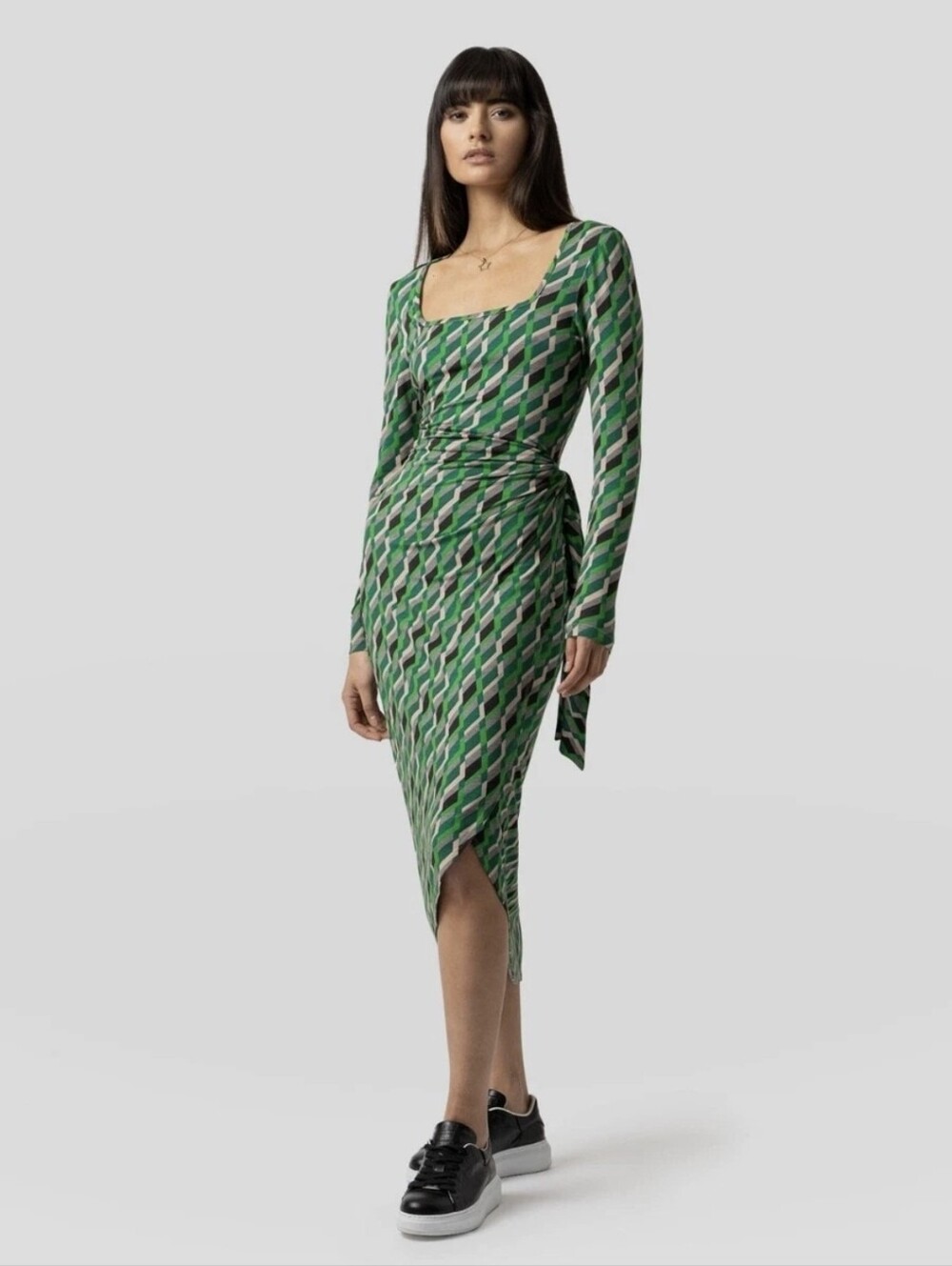 NWT Saint + Sofia Amelia Wrap Jersey Dress in Jardin Geo Print size 6
